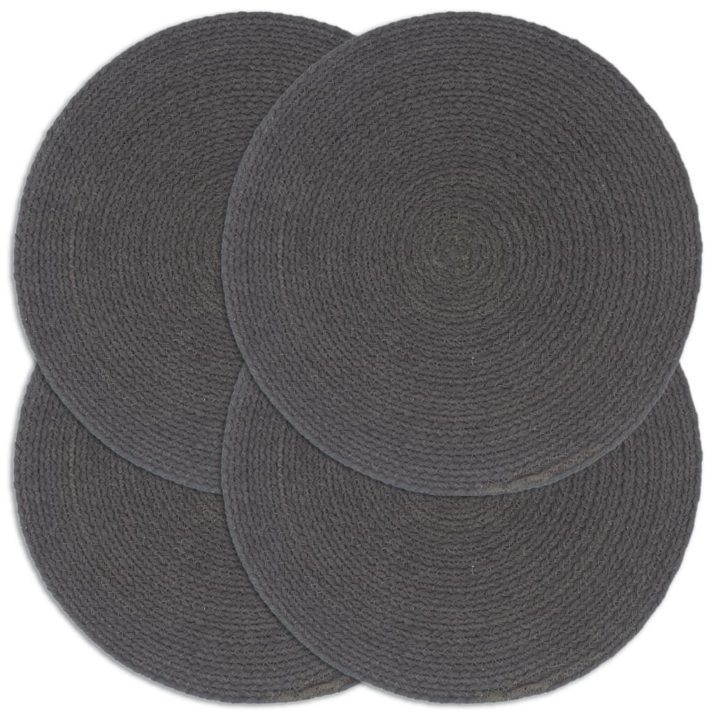 Berkfield Placemats 4 pcs Plain Dark Grey 38 cm Round Cotton