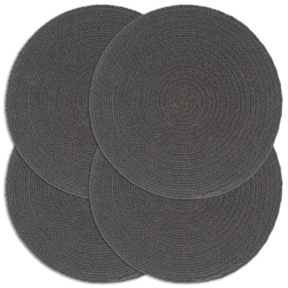 Berkfield Placemats 4 pcs Plain Dark Grey 38 cm Round Cotton