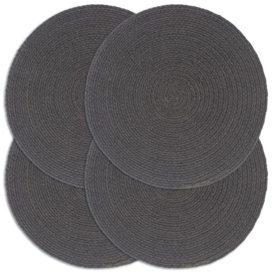 Berkfield Placemats 4 pcs Plain Dark Grey 38 cm Round Cotton