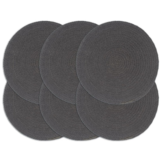 Berkfield Placemats 6 pcs Plain Dark Grey 38 cm Round Cotton