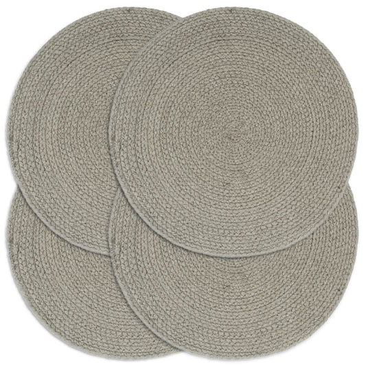Berkfield Placemats 4 pcs Plain Grey 38 cm Round Cotton