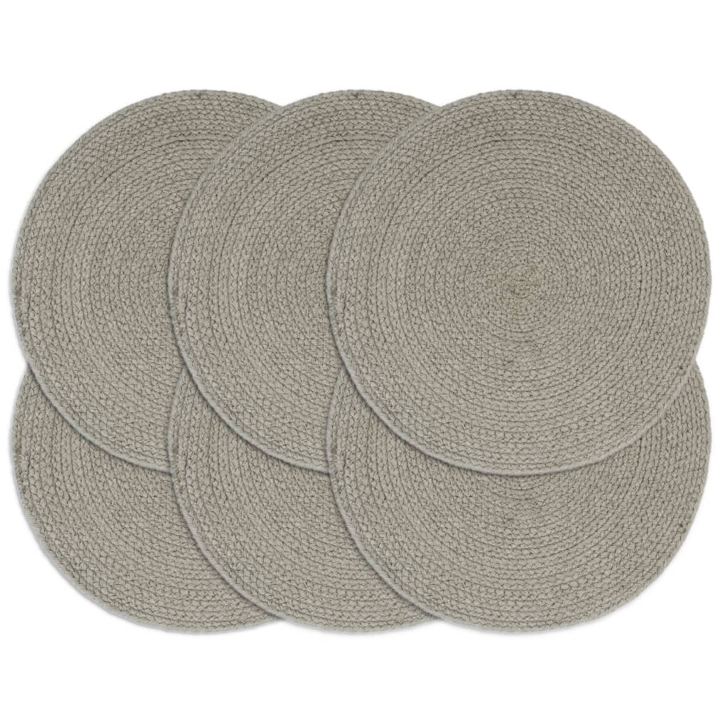 Berkfield Placemats 6 pcs Plain Grey 38 cm Round Cotton