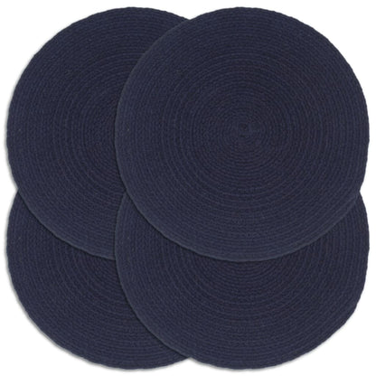Berkfield Placemats 4 pcs Plain Navy Blue 38 cm Round Cotton