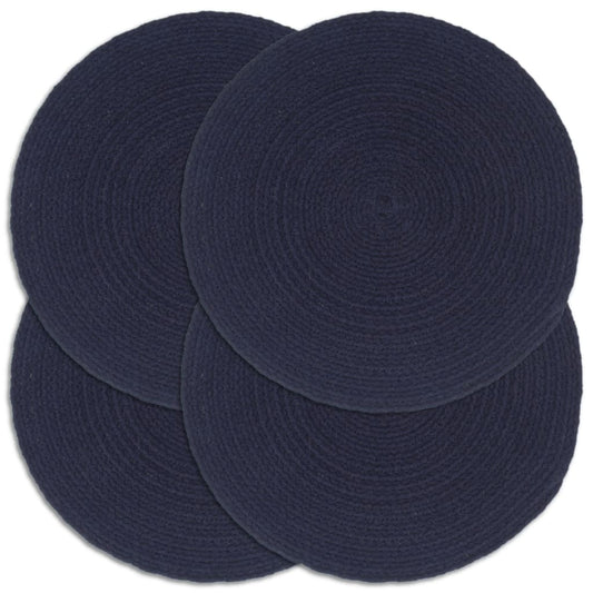 Berkfield Placemats 4 pcs Plain Navy Blue 38 cm Round Cotton