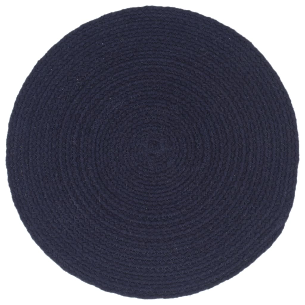 Berkfield Placemats 4 pcs Plain Navy Blue 38 cm Round Cotton
