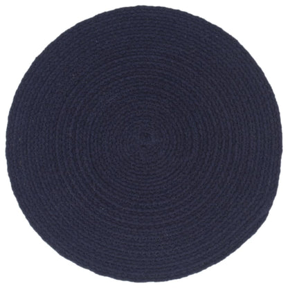 Berkfield Placemats 4 pcs Plain Navy Blue 38 cm Round Cotton