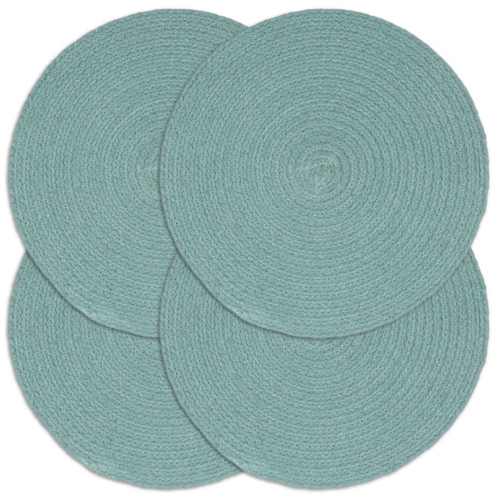 Berkfield Placemats 4 pcs Plain Green 38 cm Round Cotton
