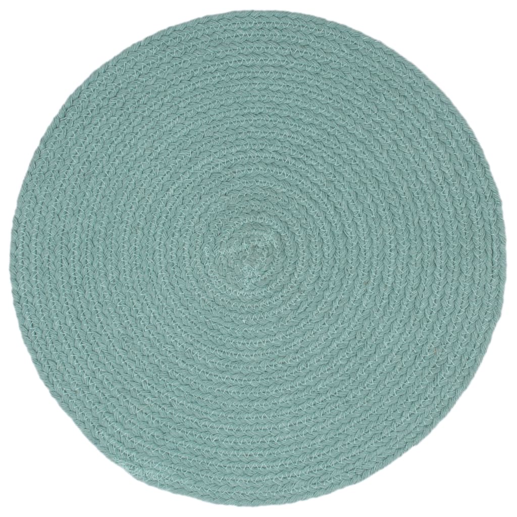 Berkfield Placemats 4 pcs Plain Green 38 cm Round Cotton