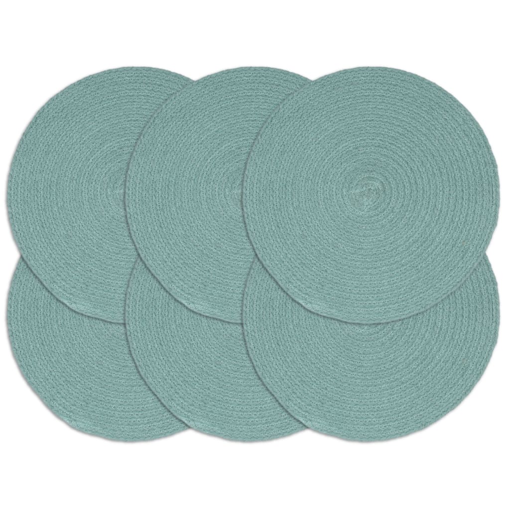 Berkfield Placemats 6 pcs Plain Green 38 cm Round Cotton