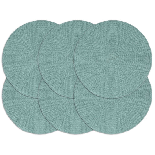 Berkfield Placemats 6 pcs Plain Green 38 cm Round Cotton