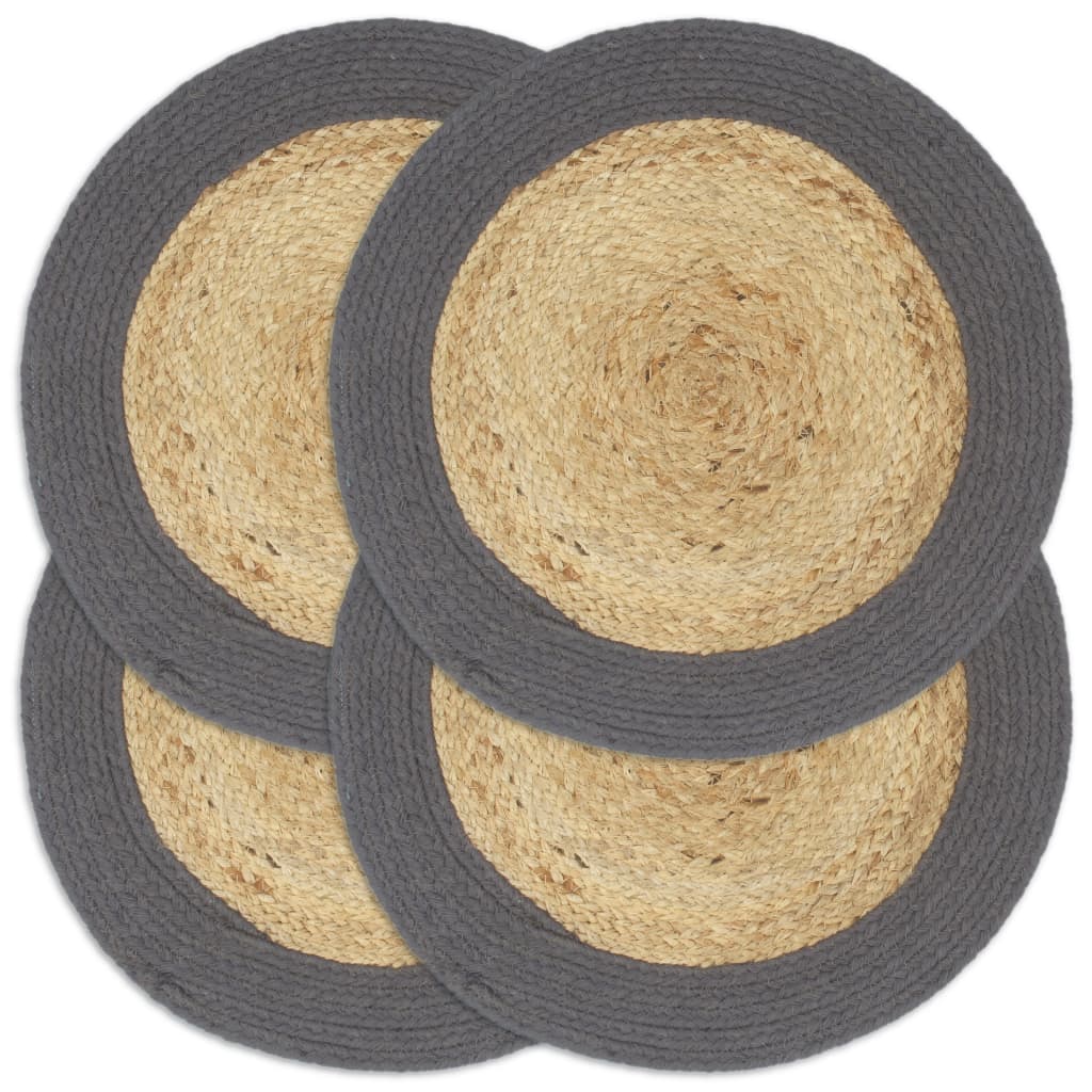 Berkfield Placemats 4 pcs Natural and Anthracite 38 cm Jute and Cotton