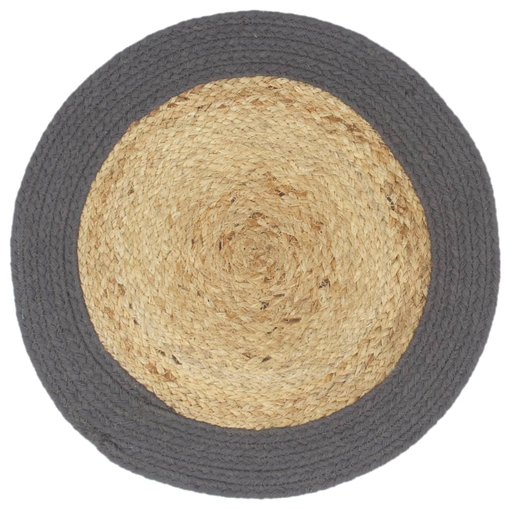 Berkfield Placemats 6 pcs Natural and Anthracite 38 cm Jute and Cotton