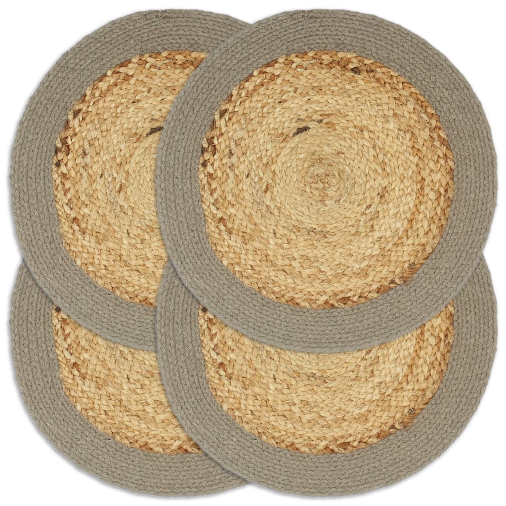 Berkfield Placemats 4 pcs Natural and Grey 38 cm Jute and Cotton