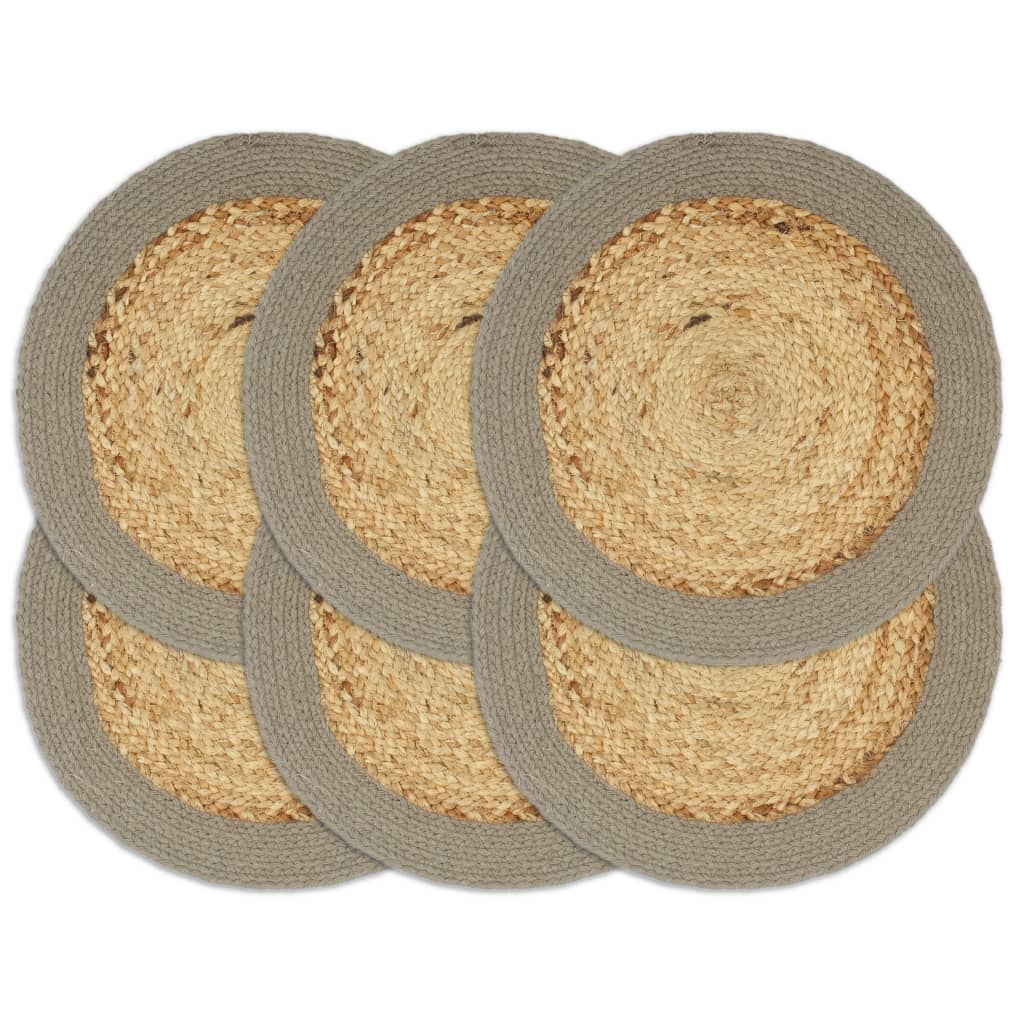 Berkfield Placemats 6 pcs Natural and Grey 38 cm Jute and Cotton