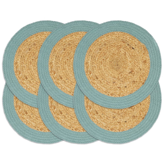 Berkfield Placemats 6 pcs Natural and Green 38 cm Jute and Cotton