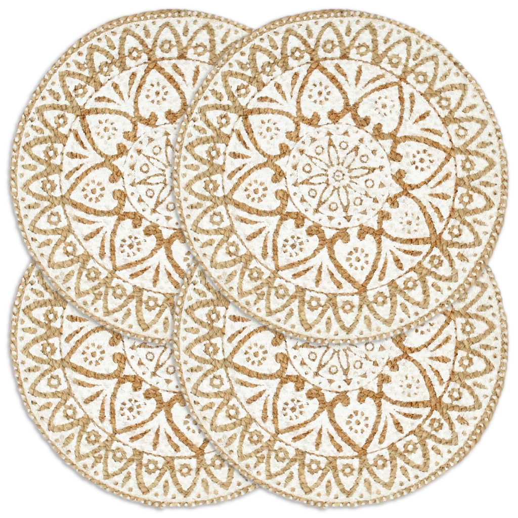 Berkfield Placemats 4 pcs White 38 cm Round Jute