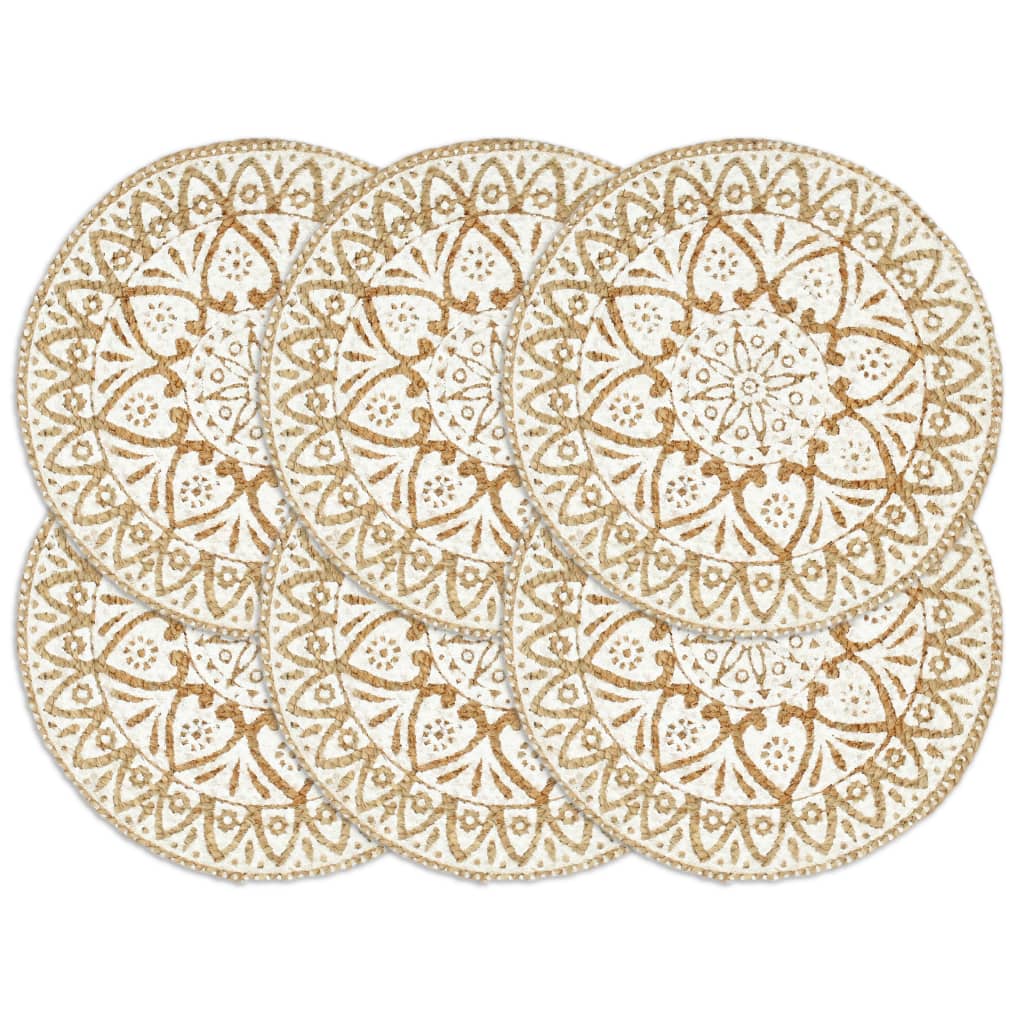 Berkfield Placemats 6 pcs White 38 cm Round Jute