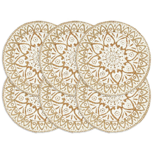 Berkfield Placemats 6 pcs White 38 cm Round Jute
