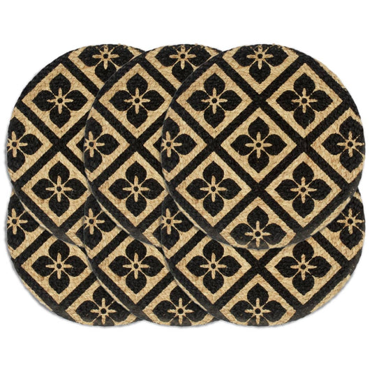 Berkfield Placemats 6 pcs Black 38 cm Round Jute