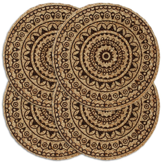 Berkfield Placemats 4 pcs Dark Brown 38 cm Round Jute