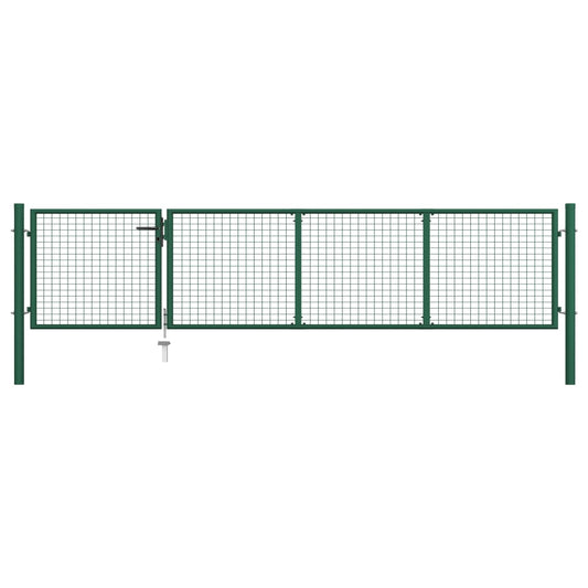 Berkfield Garden Gate Steel 350x75 cm Green