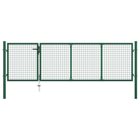 Berkfield Garden Gate Steel 350x100 cm Green