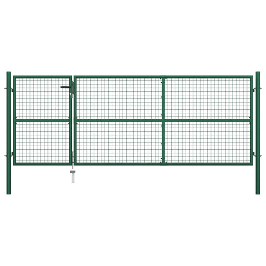 Berkfield Garden Gate Steel 350x125 cm Green