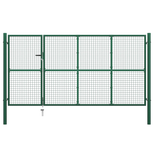 Berkfield Garden Gate Steel 350x150 cm Green