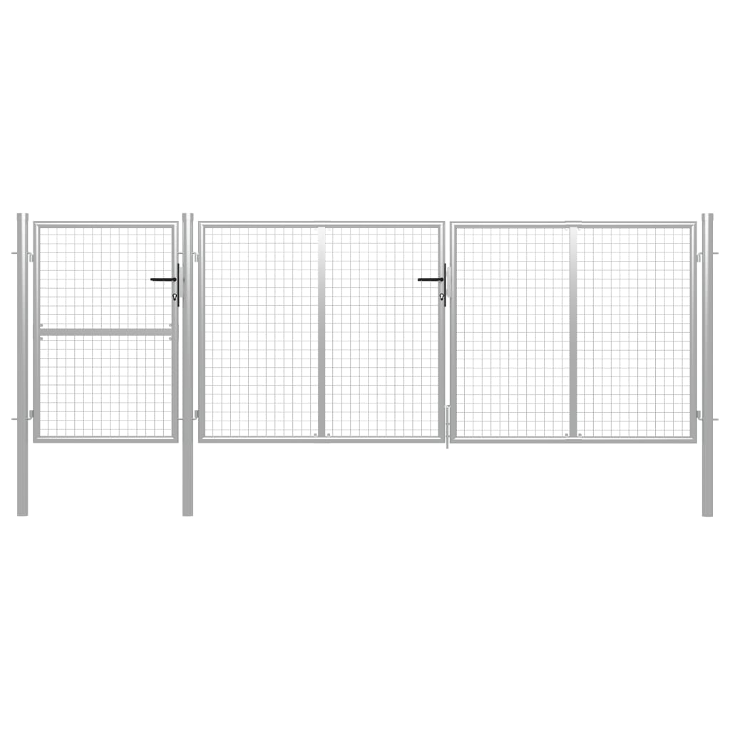 Berkfield Garden Gate Steel 400x125 cm Silver