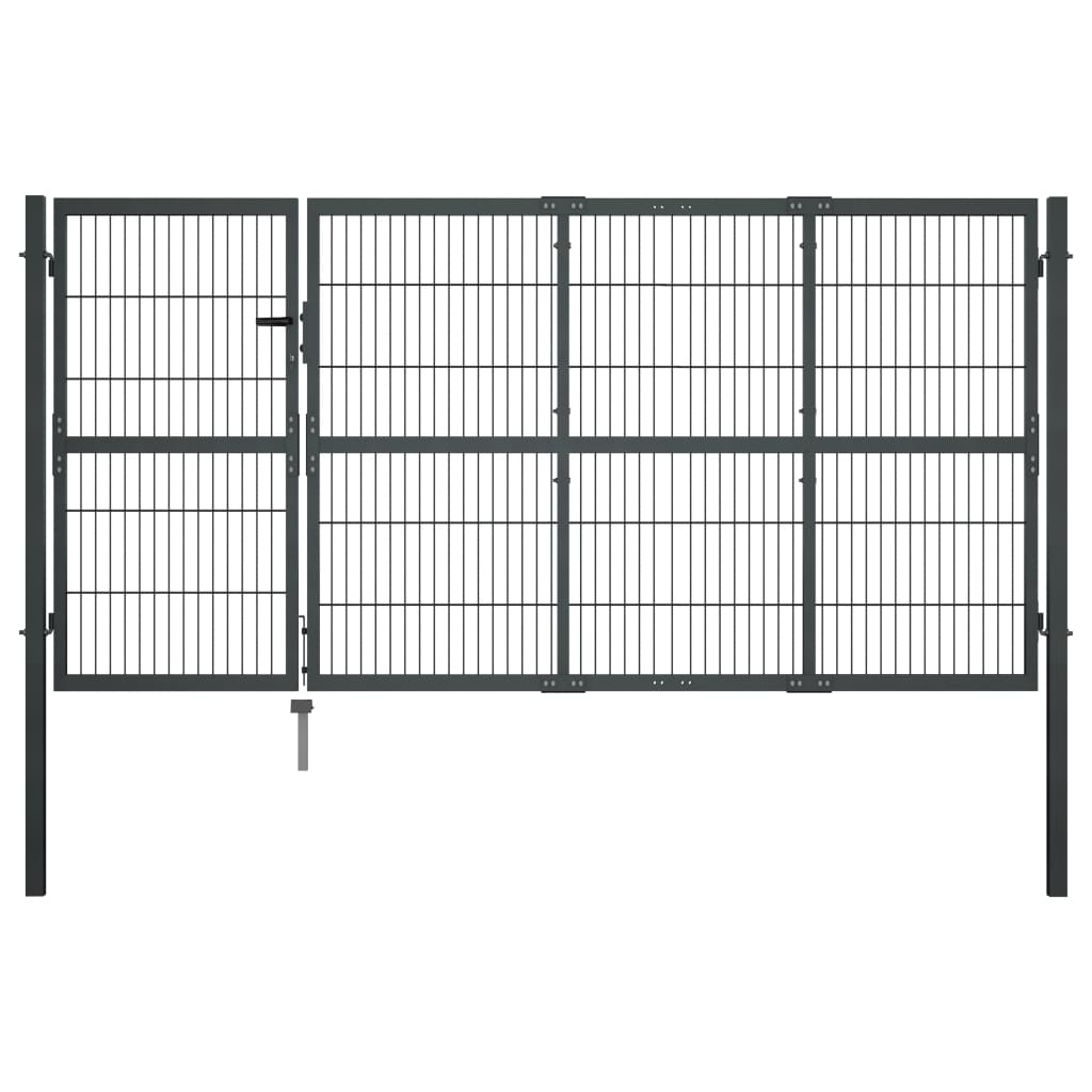 Berkfield Garden Gate with Posts Steel 350x120 cm Anthracite