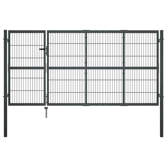 Berkfield Garden Gate with Posts Steel 350x120 cm Anthracite