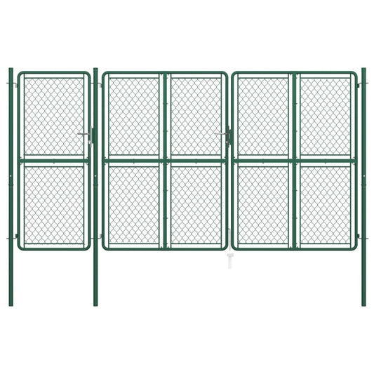 Berkfield Garden Gate Steel 200x395 cm Green