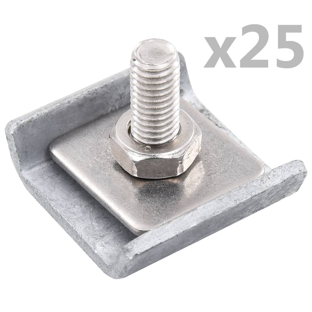 Berkfield Grid Mat Connector 25 Sets Silver