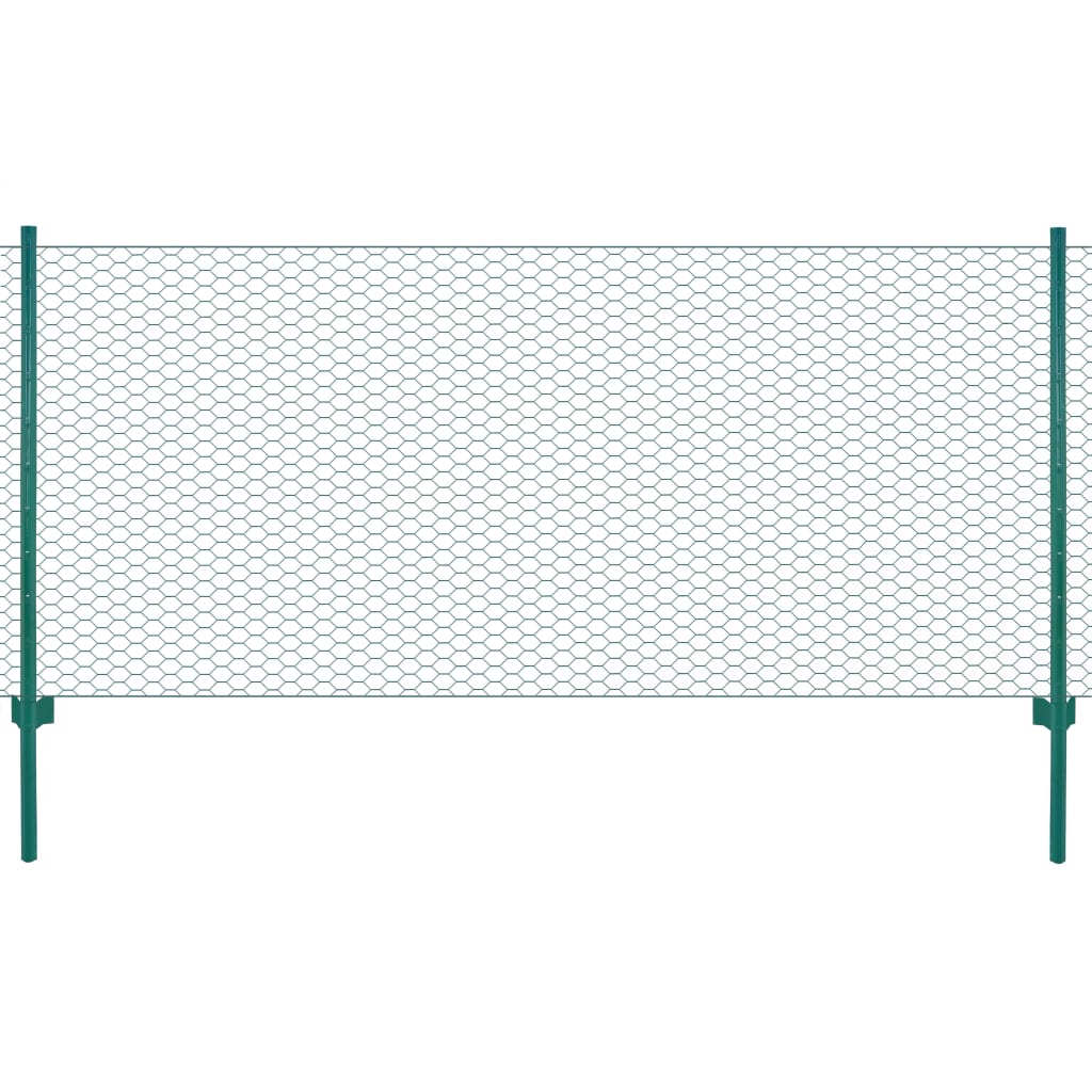 Berkfield Wire Mesh Fence with Posts Steel 25x0.5 m Green