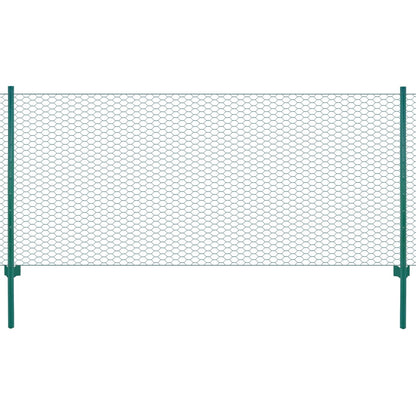 Berkfield Wire Mesh Fence with Posts Steel 25x0.5 m Green
