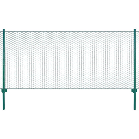 Berkfield Wire Mesh Fence with Posts Steel 25x0.75 m Green