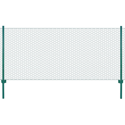 Berkfield Wire Mesh Fence with Posts Steel 25x0.5 m Green