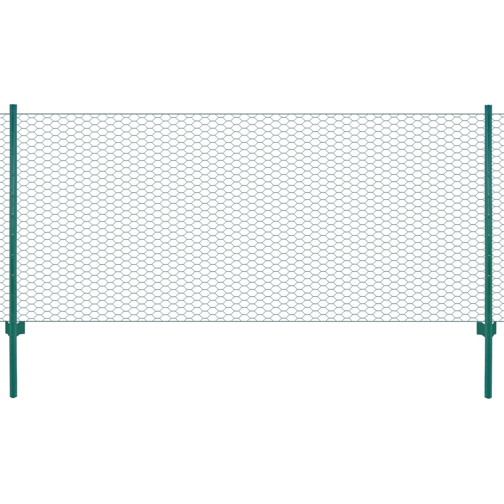 Berkfield Wire Mesh Fence with Posts Steel 25x0.75 m Green