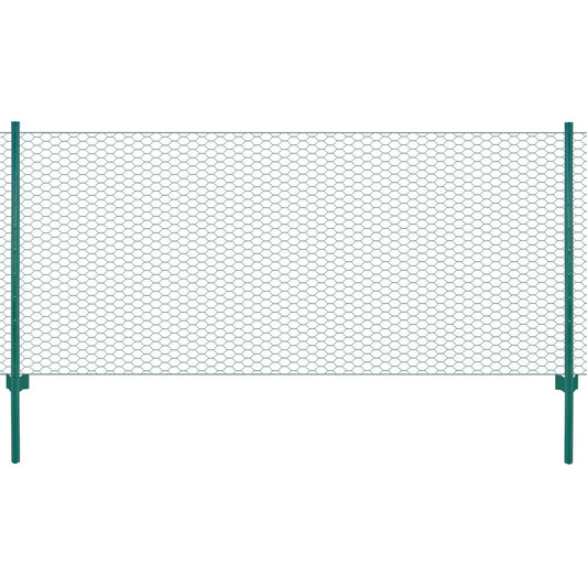 Berkfield Wire Mesh Fence with Posts Steel 25x0.75 m Green