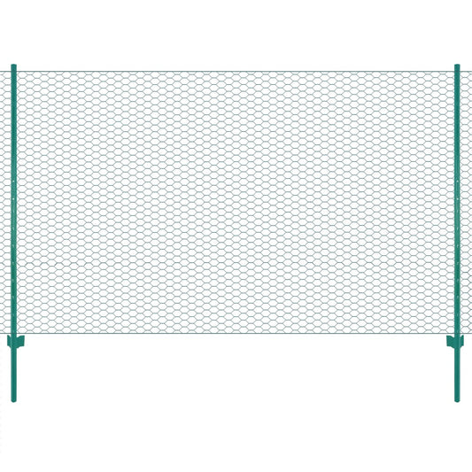 Berkfield Wire Mesh Fence with Posts Steel 25x1.5 m Green
