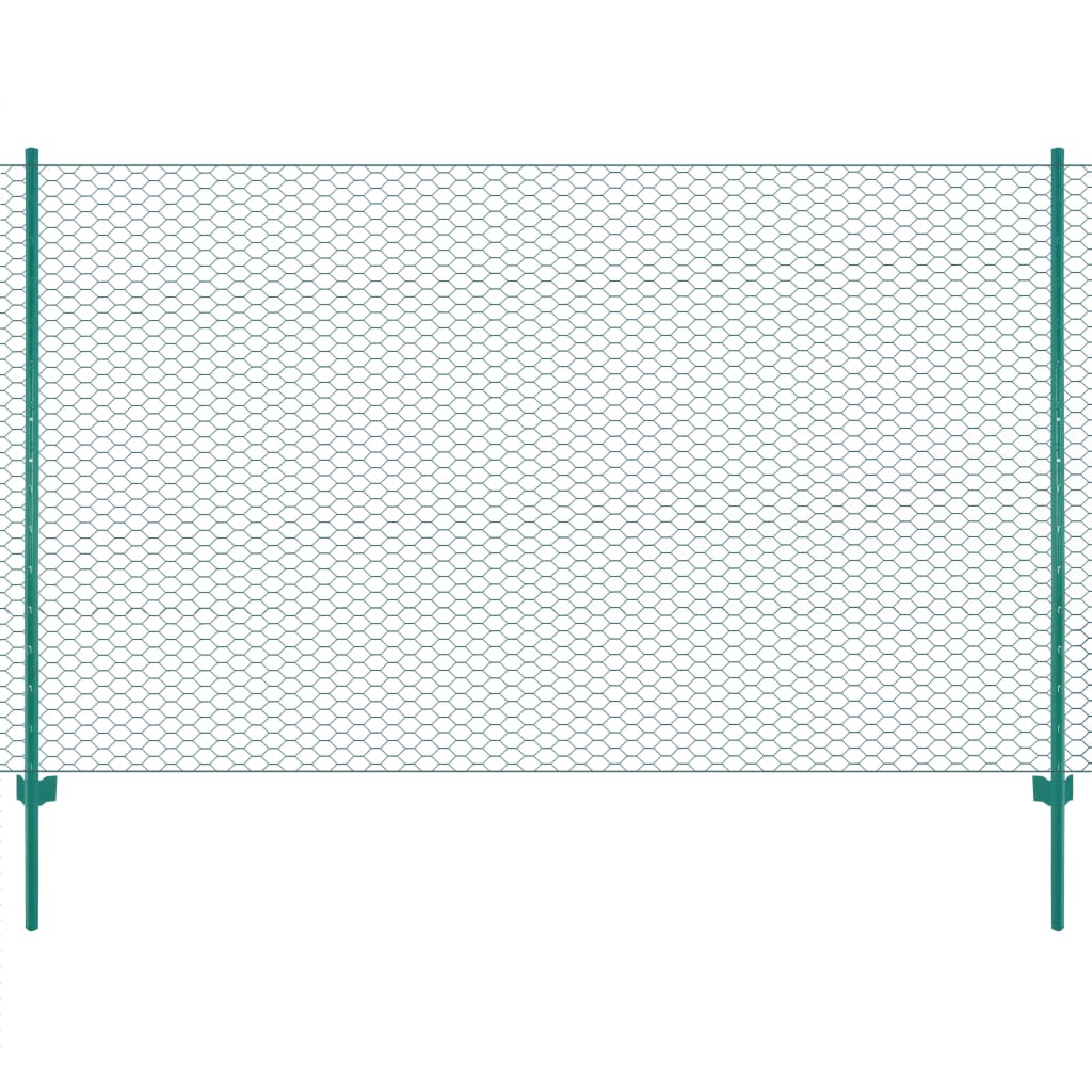 Berkfield Wire Mesh Fence with Posts Steel 25x2 m Green