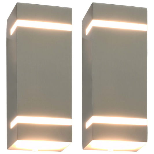 Berkfield Outdoor Wall Lights 2 pcs 35 W Silver Rectangular