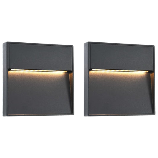 Berkfield Outdoor LED Wall Lights 2 pcs 3 W Black Square