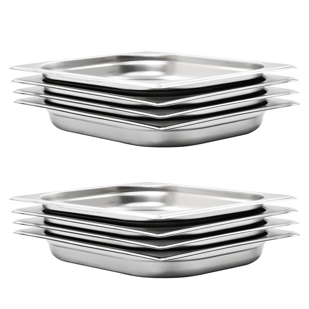 Berkfield Gastronorm Containers 8 pcs GN 1/2 40 mm Stainless Steel