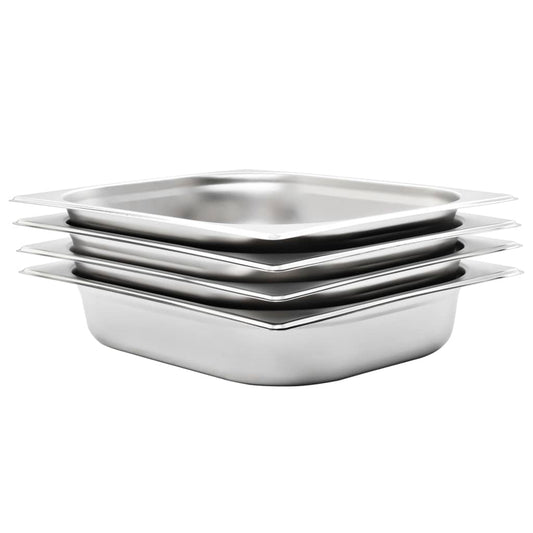 Berkfield Gastronorm Containers 4 pcs GN 1/2 65 mm Stainless Steel