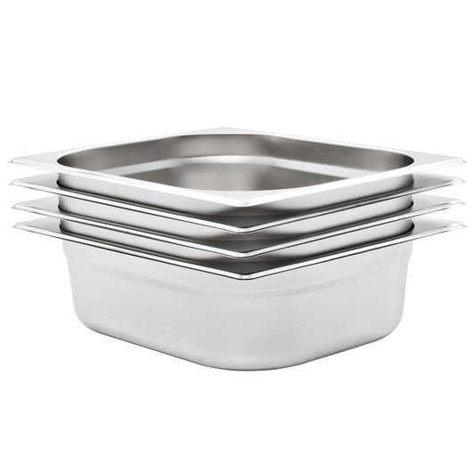 Berkfield Gastronorm Containers 4 pcs GN 1/2 100 mm Stainless Steel