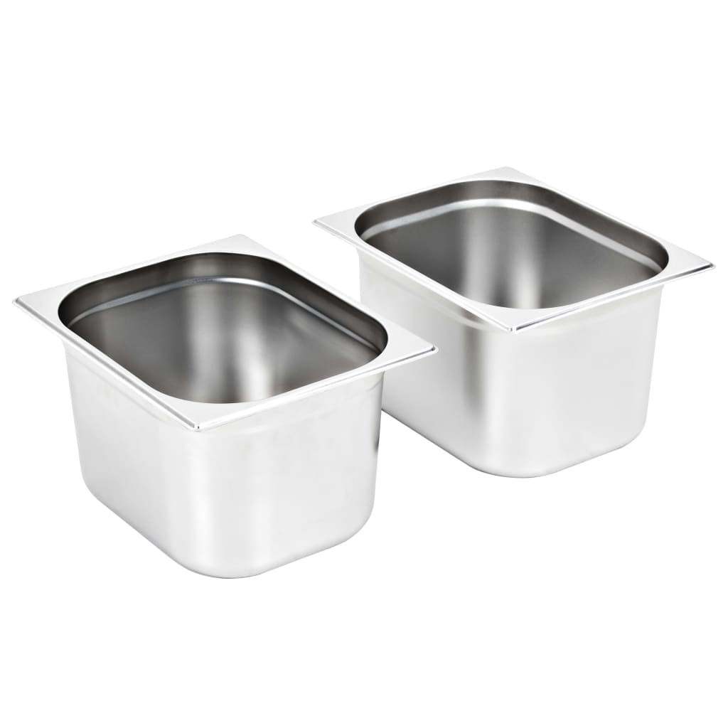 Berkfield Gastronorm Containers 2 pcs GN 1/2 200 mm Stainless Steel