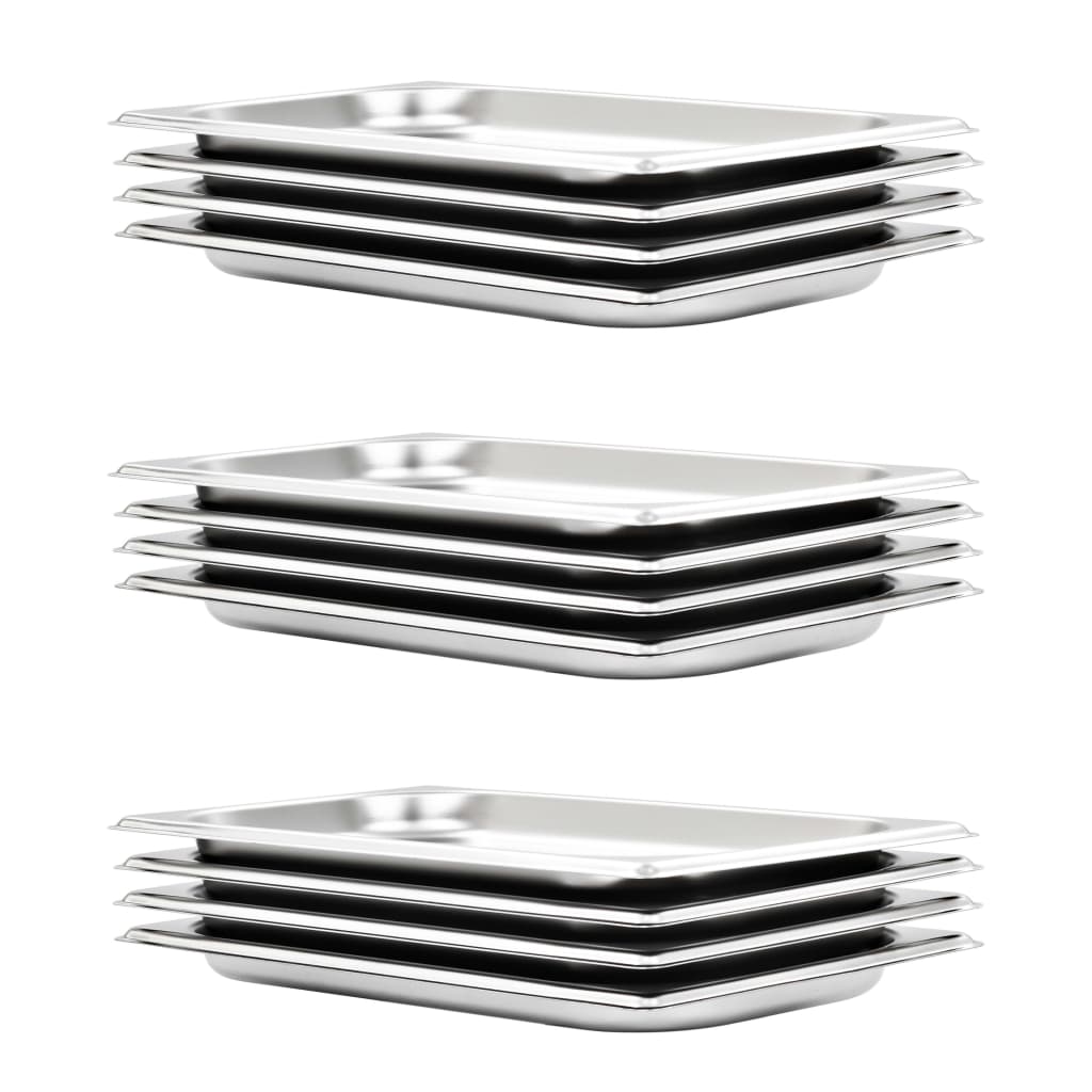 Berkfield Gastronorm Containers 12 pcs GN 1/3 20 mm Stainless Steel