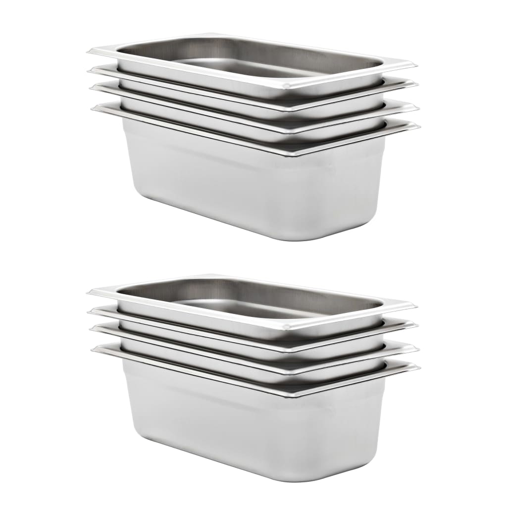 Berkfield Gastronorm Containers 8 pcs GN 1/3 100 mm Stainless Steel