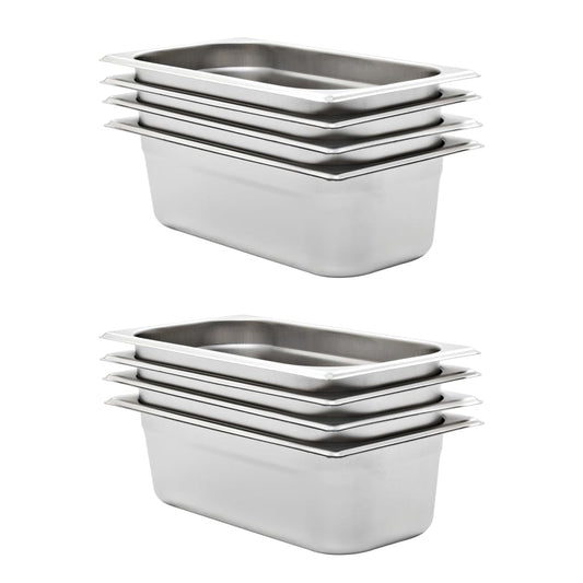 Berkfield Gastronorm Containers 8 pcs GN 1/3 100 mm Stainless Steel